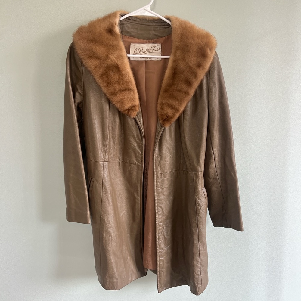 La Paulls Furs women Kalamazoo Battlecreek Brown Leather Coat Jacket small med